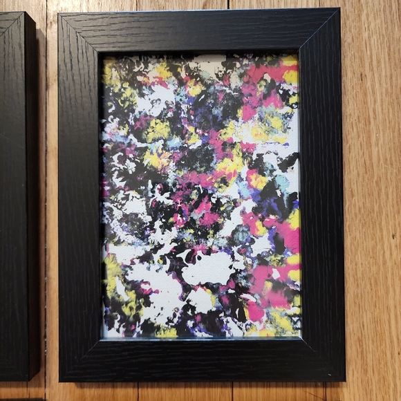 4 HANDCRAFTED Black Frame Paintings Abstract HANDPAINTED Wall Art Decor Tabletop - Picture 6 of 17